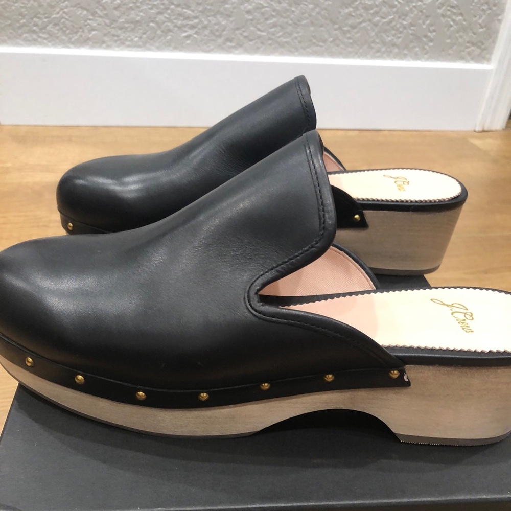 J Crew black clogs. Size 10